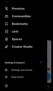 X twitter settings