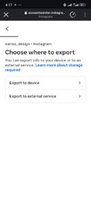 Instagram data export